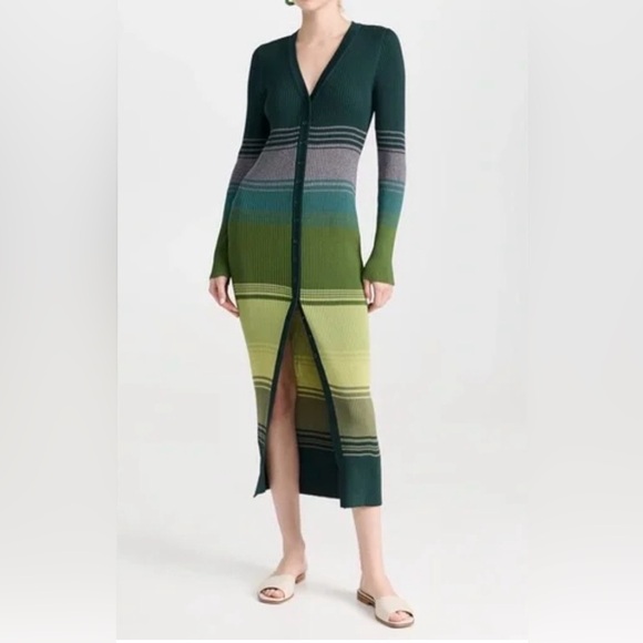 STAUD Dresses & Skirts - STAUD striped ribbed-knit midi dress